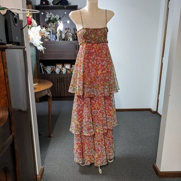 LIZZIE Dresses & Skirts - 3 LAYER SPAGHETTI RUFFLED LONG DRESS SIZE 10